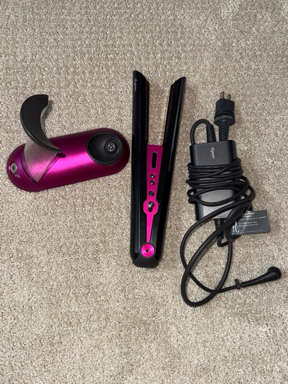 Dyson Pink and Black Hair Straightener with Charger